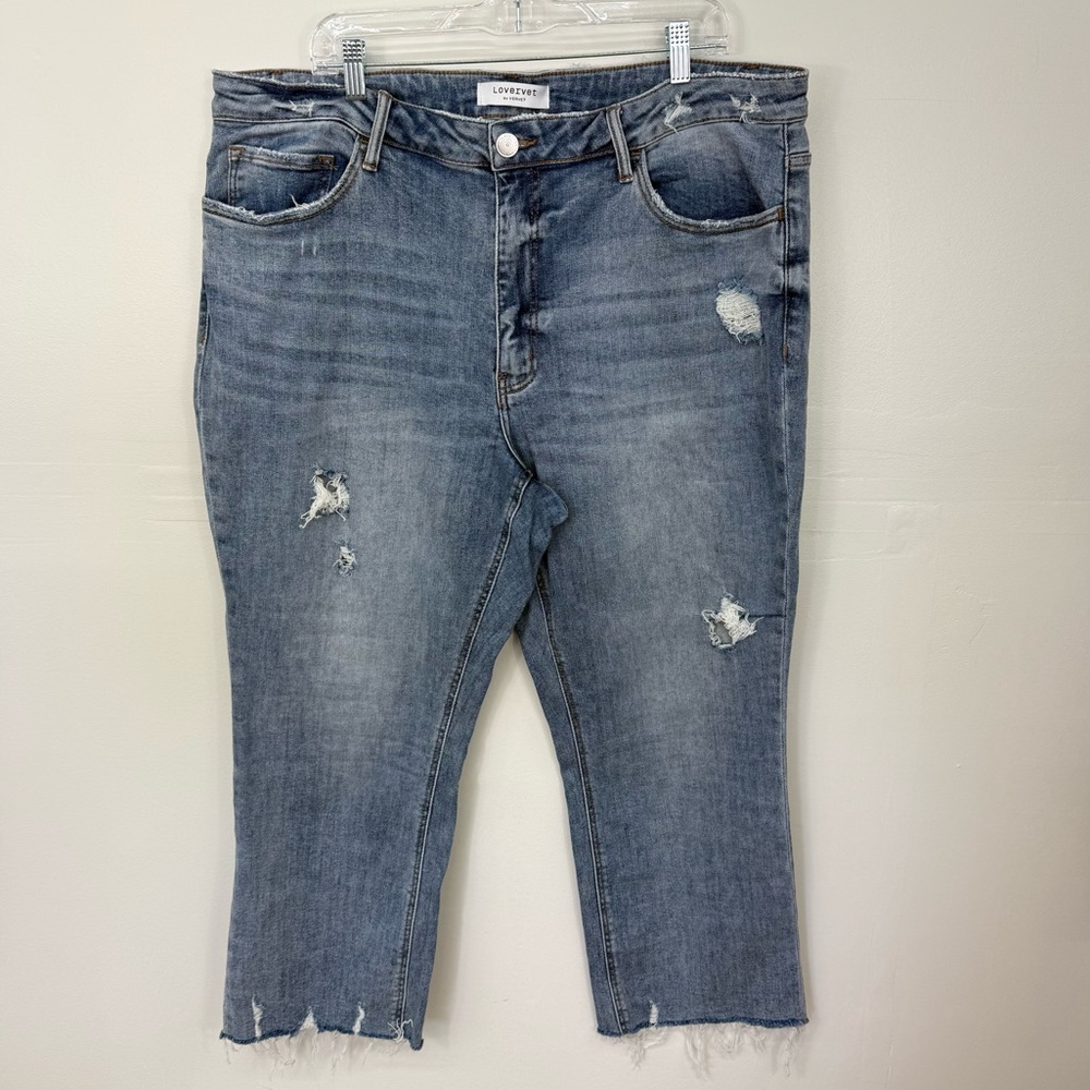 Loveret Women's Distressed Cropped Ankle Jeans E22